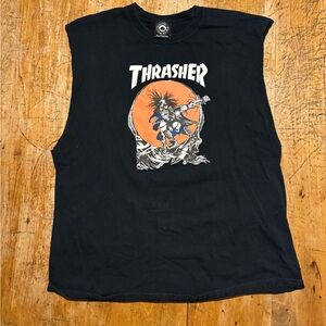 Thrasher Black and Orange Cutoff